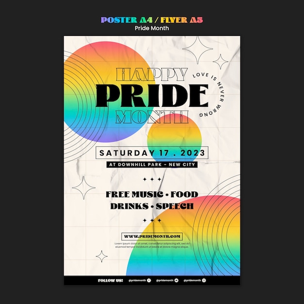 PSD gratuito modello di poster per la celebrazione del mese dell'orgoglio