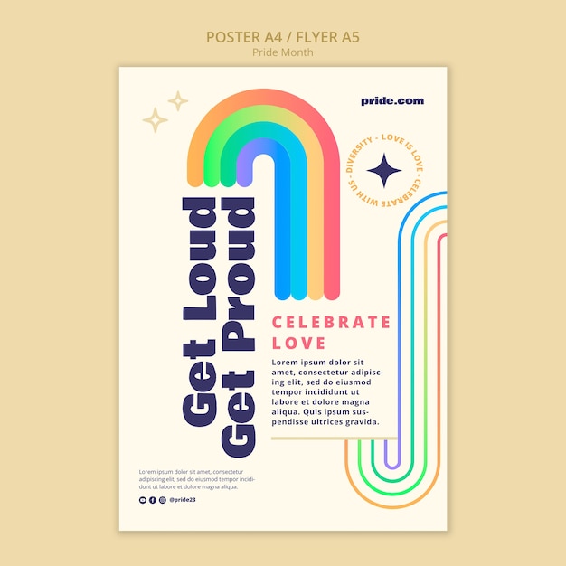 Free PSD pride month celebration poster template