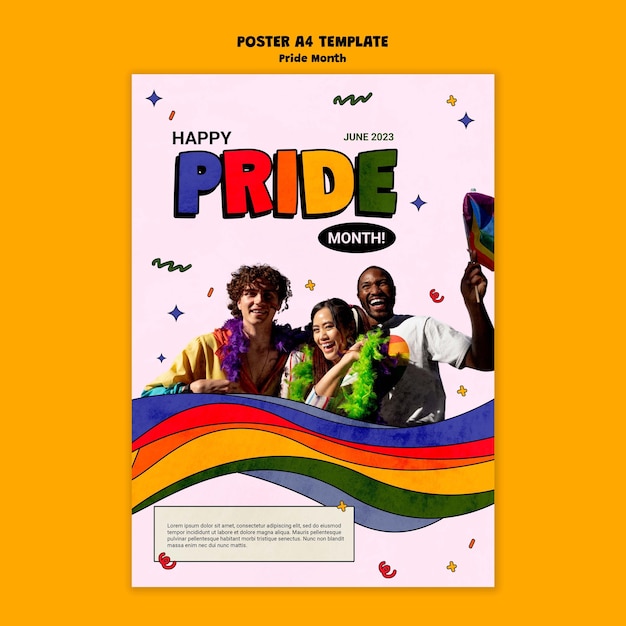 Pride month celebration poster template