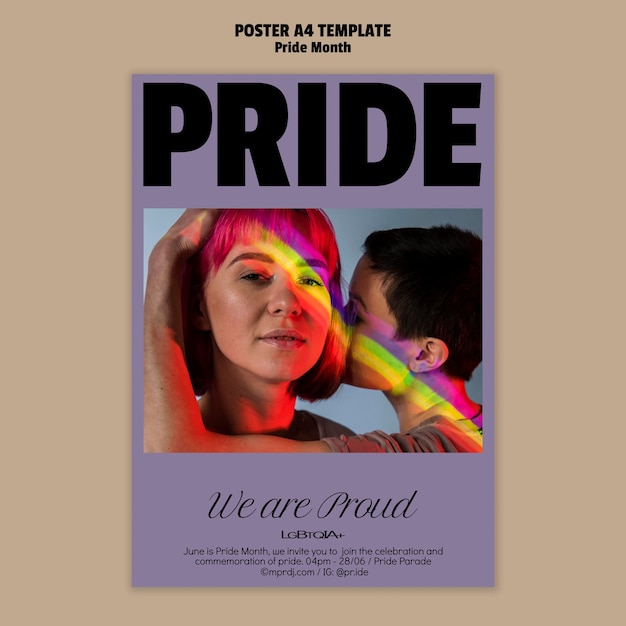 Free PSD pride month celebration poster template