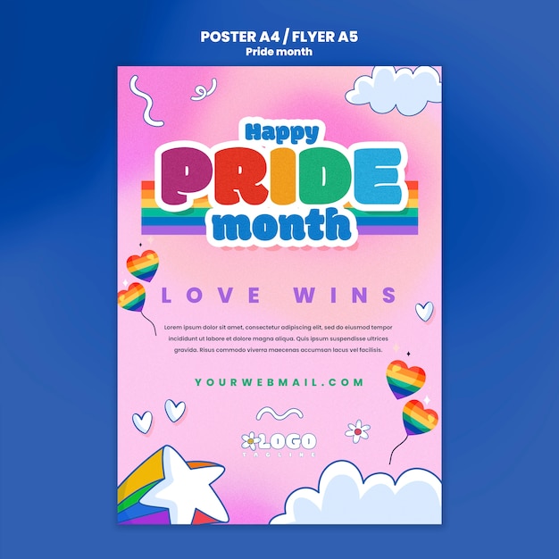 Free PSD pride month celebration poster template