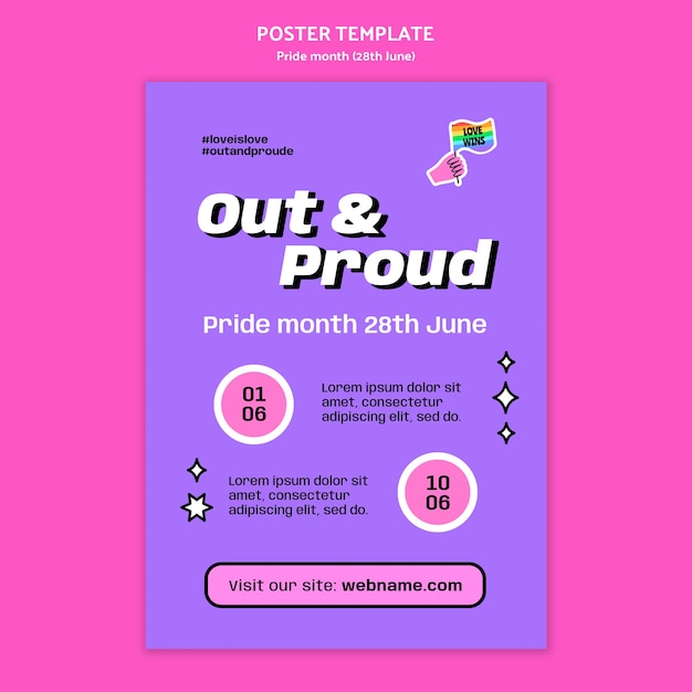 Pride month celebration vertical poster template