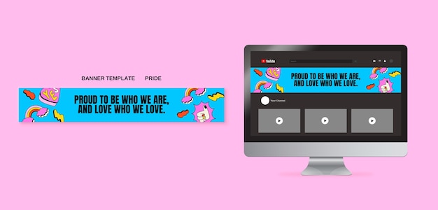 Free PSD pride month celebration youtube banner template