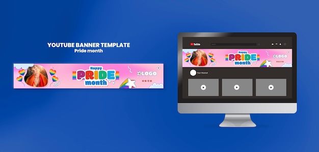 Pride Month Celebration YouTube Banner – Free PSD Template