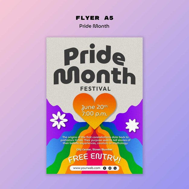 Pride month flyer template design