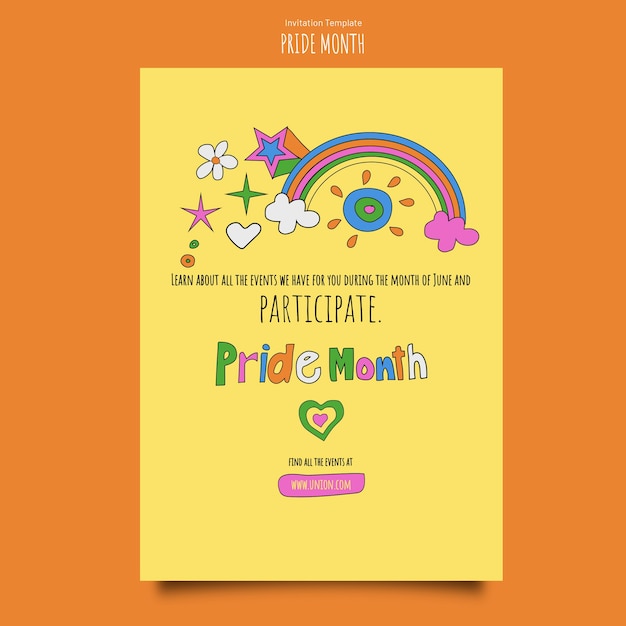 Free PSD pride month invitation template