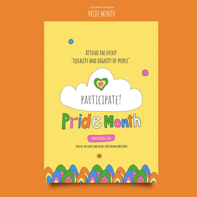 Free PSD pride month invitation template