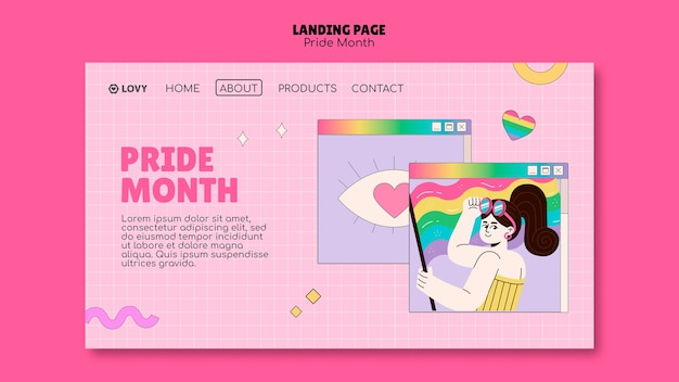 Free PSD pride month landing page template