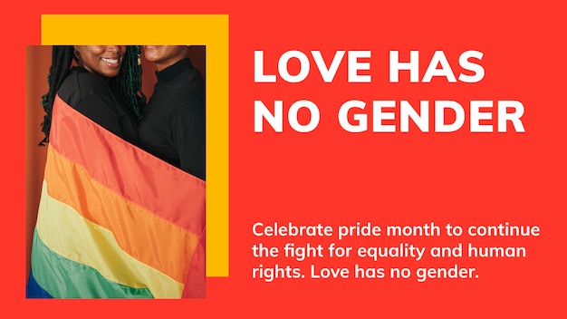 L'amore psd del modello lgbtq del mese dell'orgoglio non ha banner del blog di supporto dei diritti gay di genere