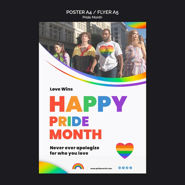 Free PSD pride month poster design template