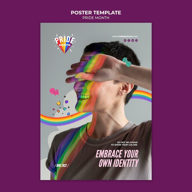 Free PSD pride month poster design template