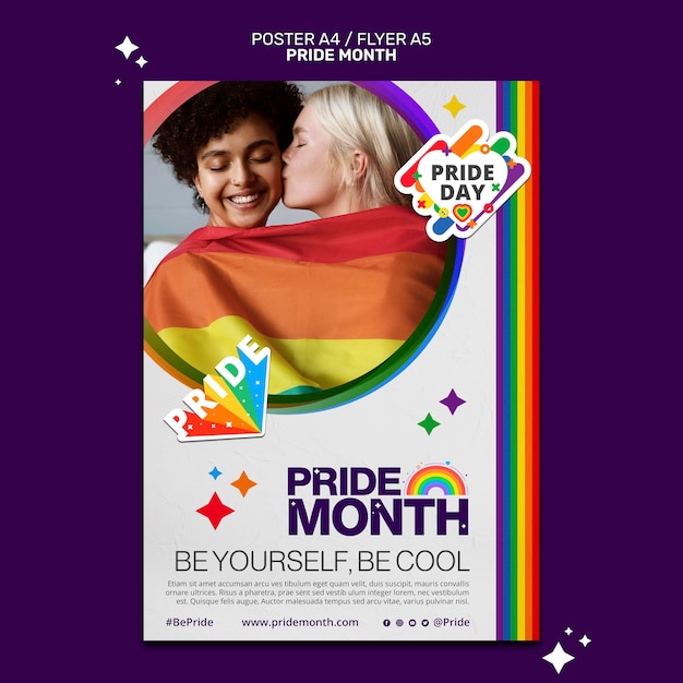 Бесплатный PSD Шаблон плаката месяца гордости