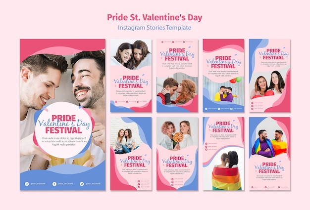 PSD gratuito pride st. storie di instagram del festival di san valentino