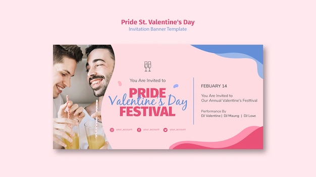 PSD gratuito pride st. banner di invito festival di san valentino