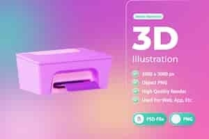 Free PSD printer electronic device 3d illustration