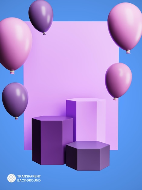 Product display podium decorated with a purple color background 3d rendering