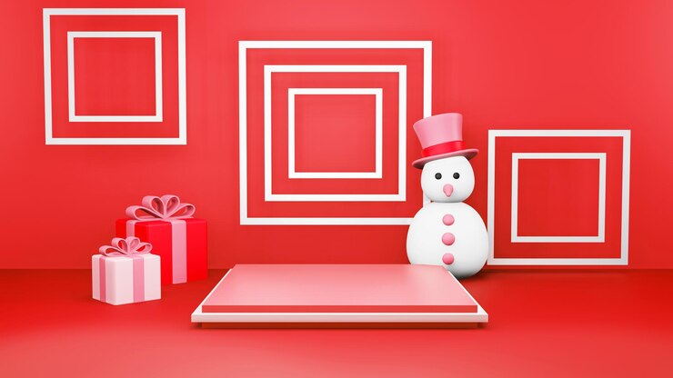 Free PSD product placement presentation podium christmas presents gifts stand abstract 3d rendering