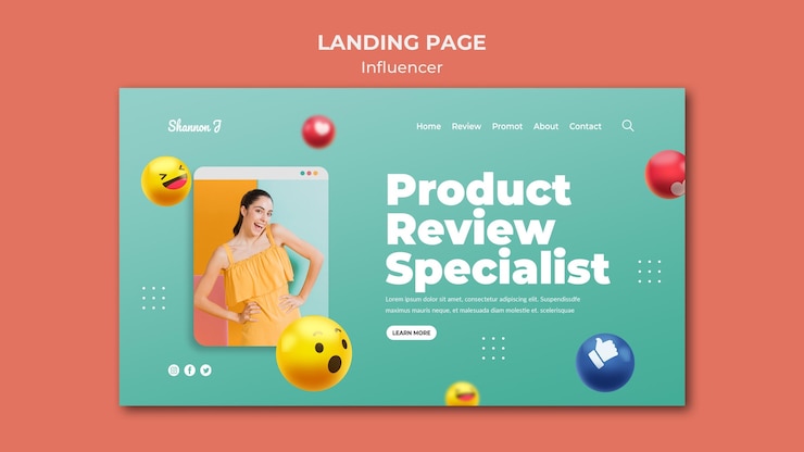 Free PSD product review specialist landing page