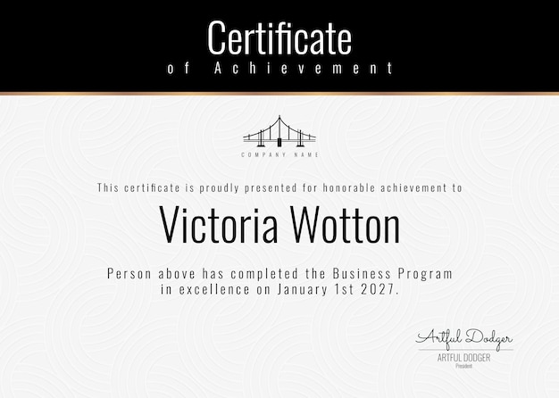 Free PSD professional award certificate template psd in classy design