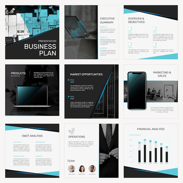 Professional business presentation template psd social media post set