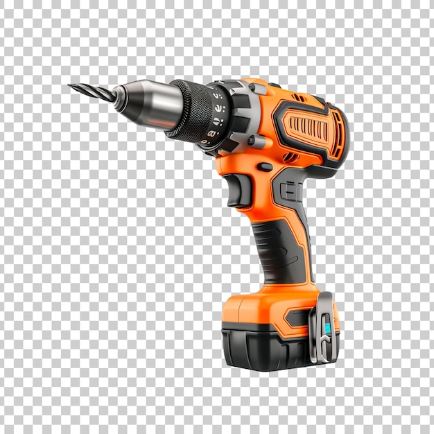 Free PSD professional construction electric drill isolated on a transparent background