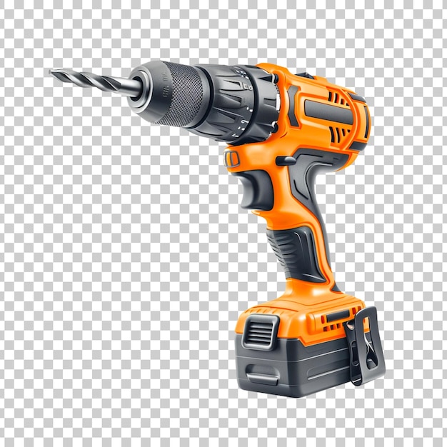 Free PSD professional construction electric drill isolated on a transparent background