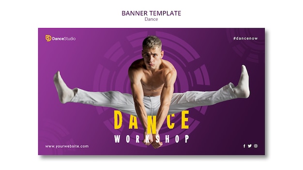 PSD gratuito modello di banner di officina di danza professionale