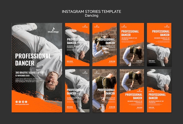 Free PSD professional dancer instagram stories template
