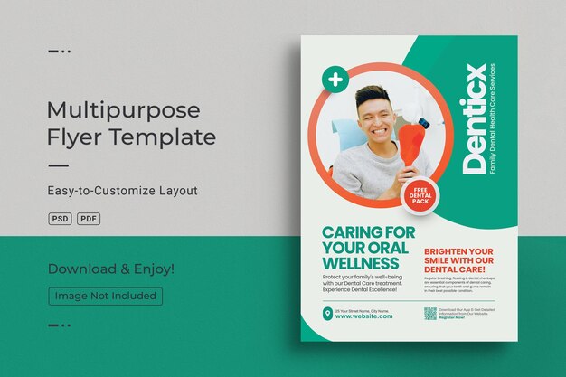 Free PSD professional dental a4 flyer design template