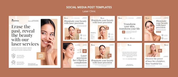 Бесплатный PSD Профессиональная лазерная клиника посты в instagram