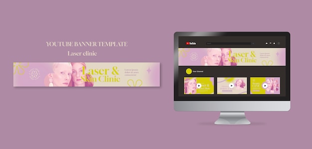 Professional laser clinic YouTube banner template free PSD download