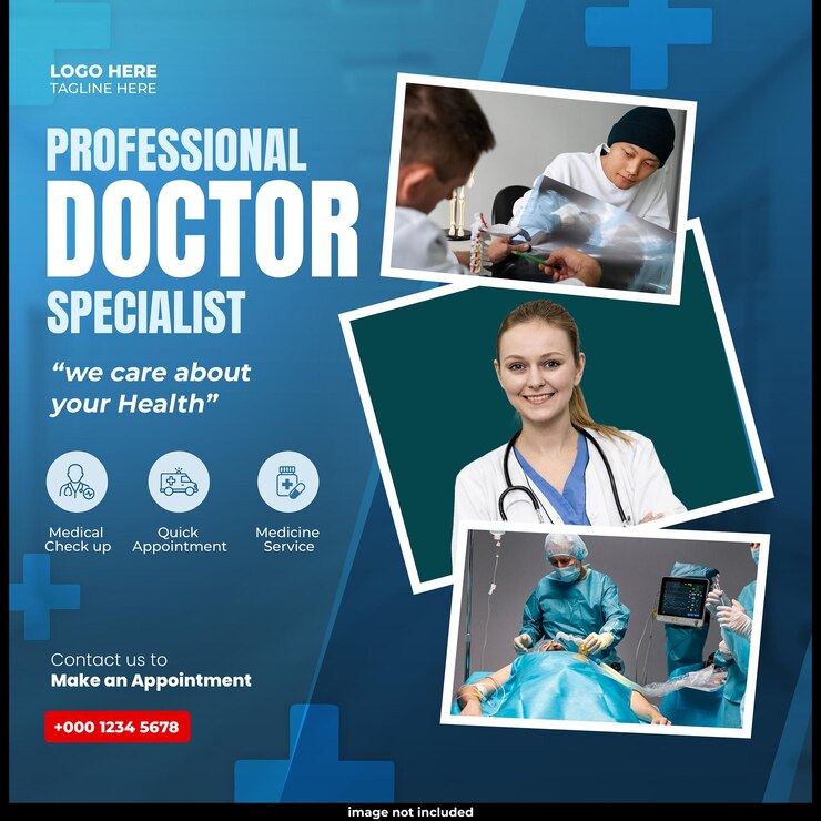 Free PSD professional medical healthcare service social media post template design