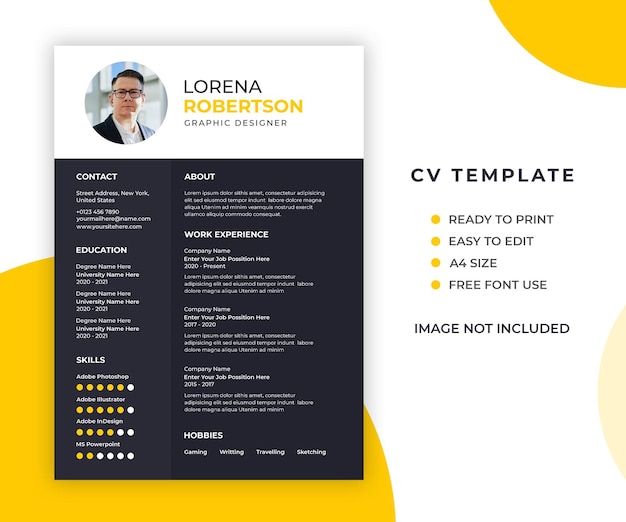 Free PSD professional minimal and modern resume or cv template