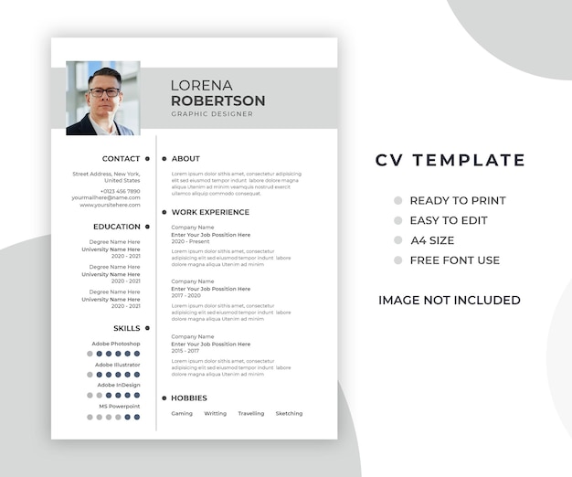 Professional minimal and modern resume or cv template