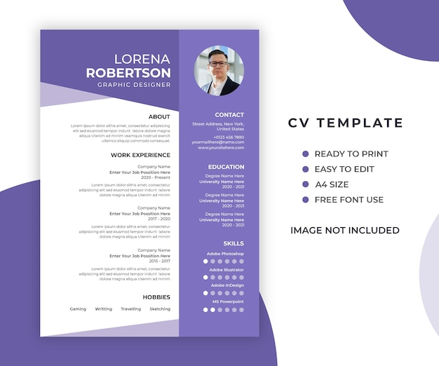 Free PSD professional minimal and modern resume or cv template