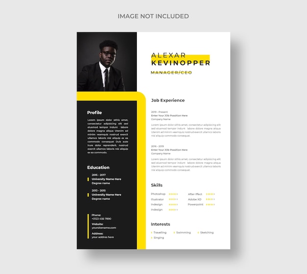 Free PSD professional modern and minimal resume or cv template