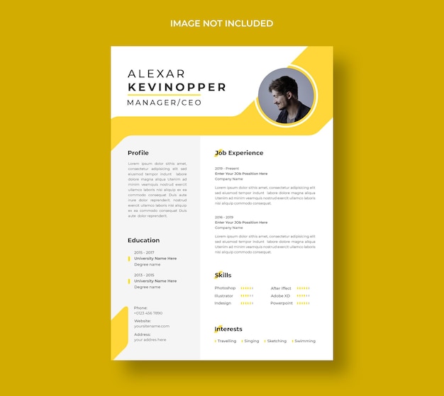 Free PSD professional modern and minimal resume or cv template