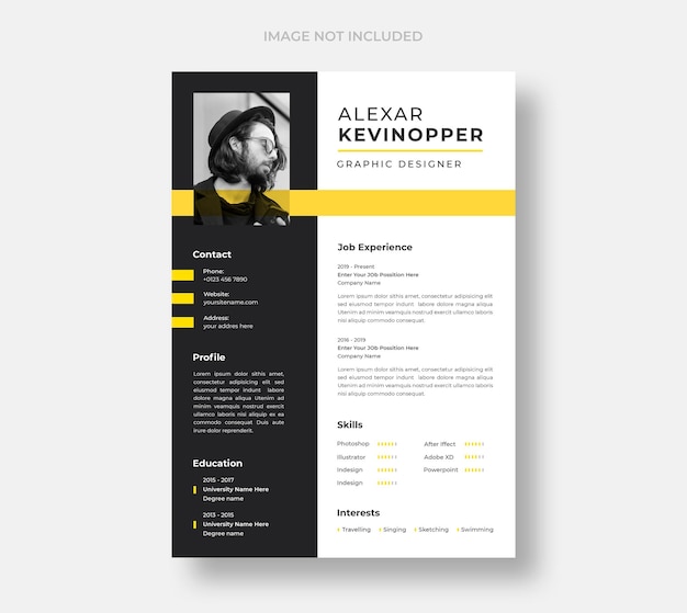 Professional modern and minimal resume or cv template