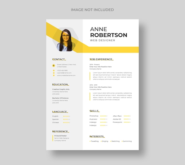 Professional modern and minimal resume or cv template Free Psd