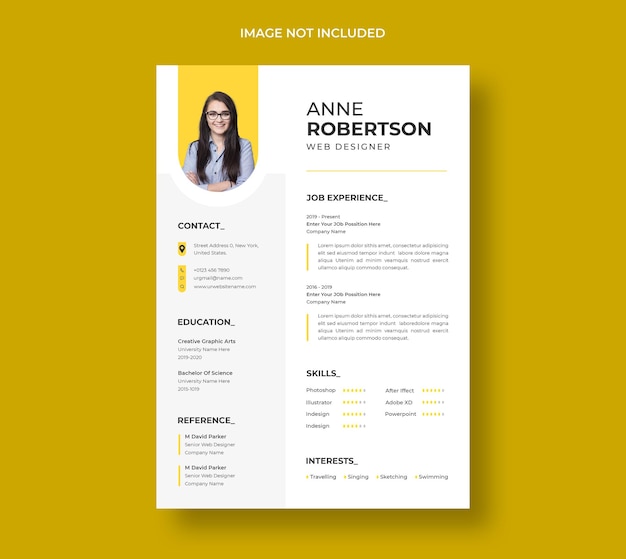 Professional modern and minimal resume or cv template Free Psd