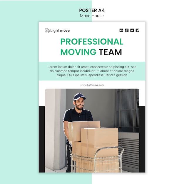 Professional moving team poster template