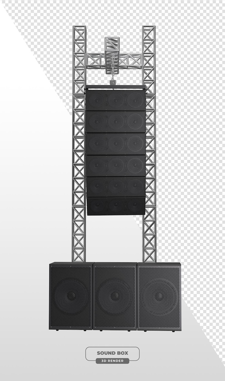Free PSD professional sound system for concerts and events in 3d render