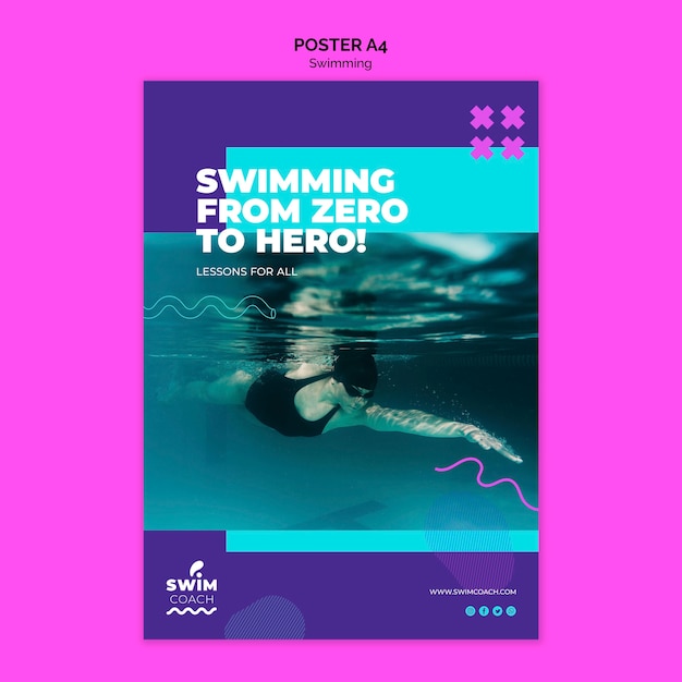 Professional swimmer poster template