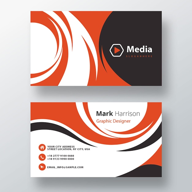 Wavy Corporate PSD Business Card Template with Free PSD Download