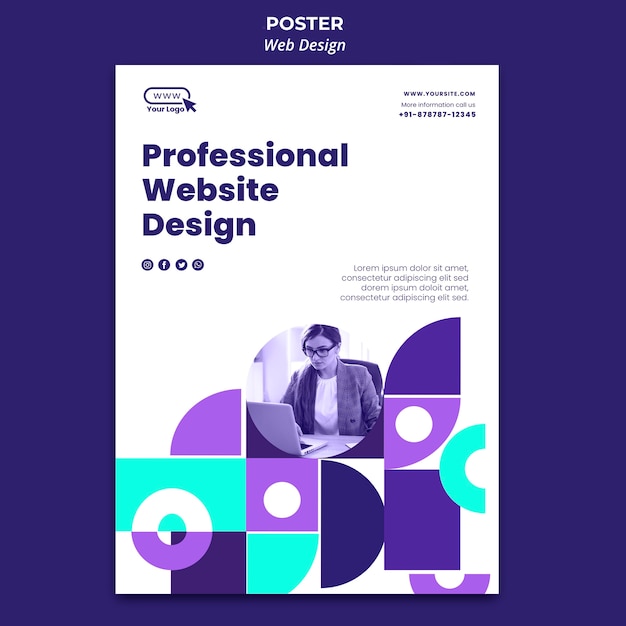 PSD gratuito modello di poster di web design professionale