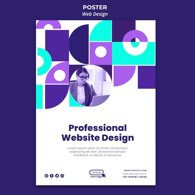 PSD gratuito modello di poster di progettazione di siti web professionali