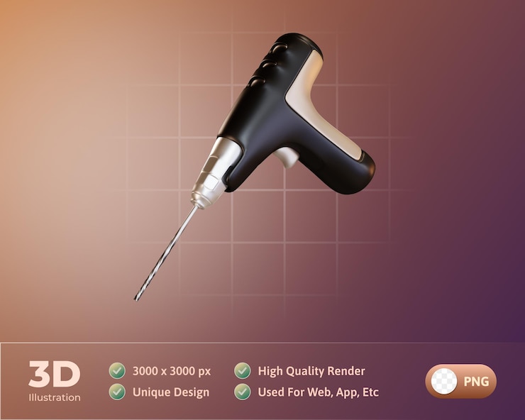 Free PSD project tools 3d illustration drill