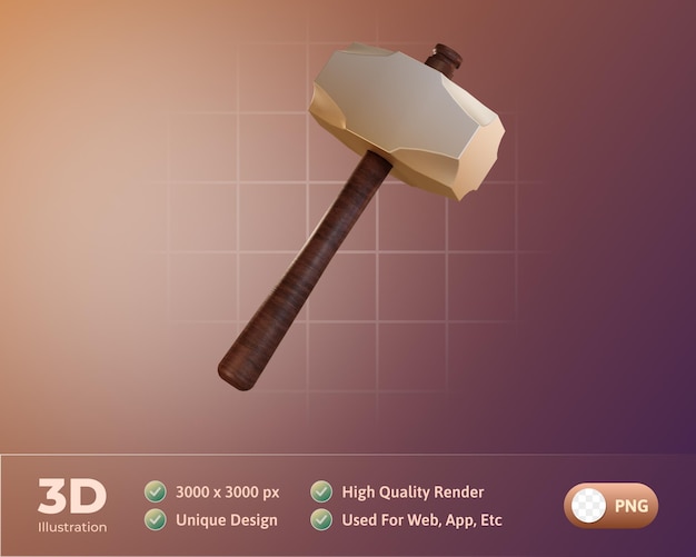 Free PSD project tools 3d illustration hammer