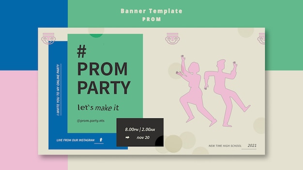 Free PSD prom party banner template