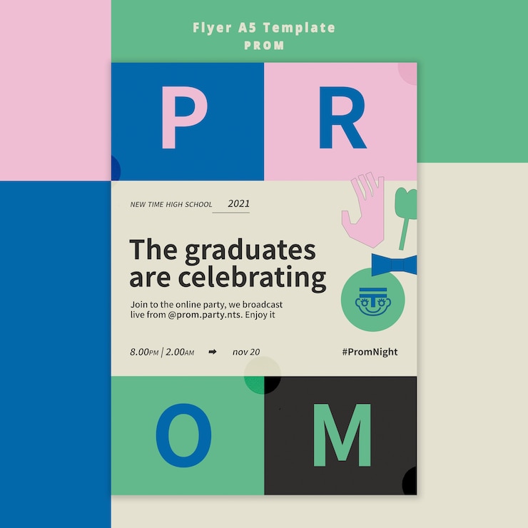 Free PSD prom party flyer template
